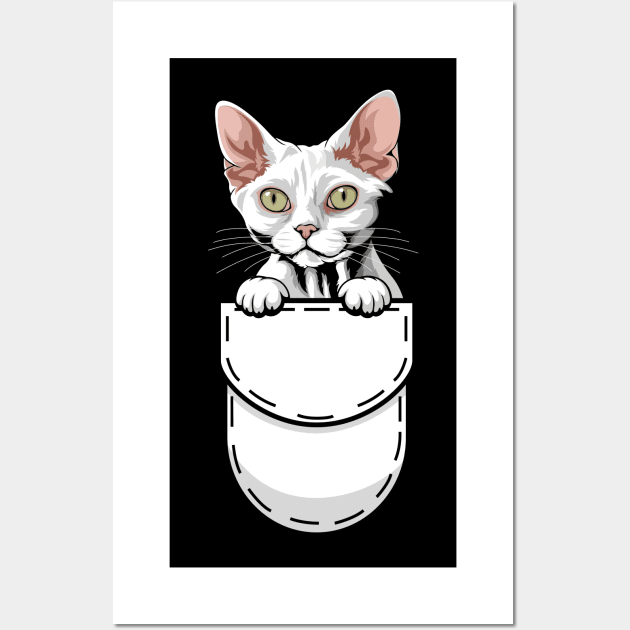 Funny Devon Rex Pocket Cat Wall Art by Pet My Dog